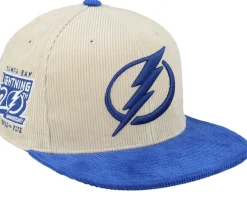 Fitted-Mitchell & Ness Tampa Bay Lightning Team Cord Off White/Blue Fitted - Beige