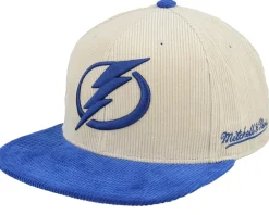 Fitted-Mitchell & Ness Tampa Bay Lightning Team Cord Off White/Blue Fitted - Beige