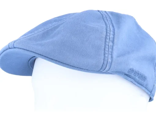 Flat Caps-Stetson Texas Cotton Blue Flat Cap -