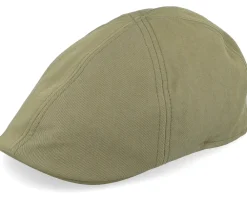 Flat Caps-Stetson Texas Cotton Olive Flat Cap -