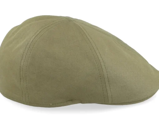 Flat Caps-Stetson Texas Cotton Olive Flat Cap -