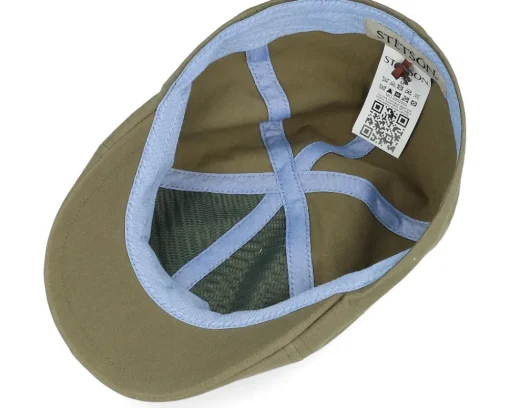 Flat Caps-Stetson Texas Cotton Olive Flat Cap -