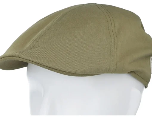 Flat Caps-Stetson Texas Cotton Olive Flat Cap -