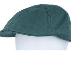 Sale Stetson Texas Cotton Petrol Green Flat Cap -