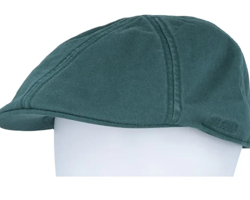Sale Stetson Texas Cotton Petrol Green Flat Cap -