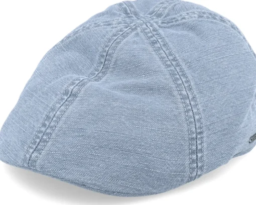 Flat Caps-Stetson Texas Cotton/Linen Blue Flat Cap -