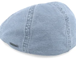 Flat Caps-Stetson Texas Cotton/Linen Blue Flat Cap -
