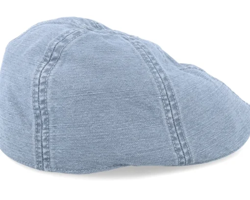 Flat Caps-Stetson Texas Cotton/Linen Blue Flat Cap -