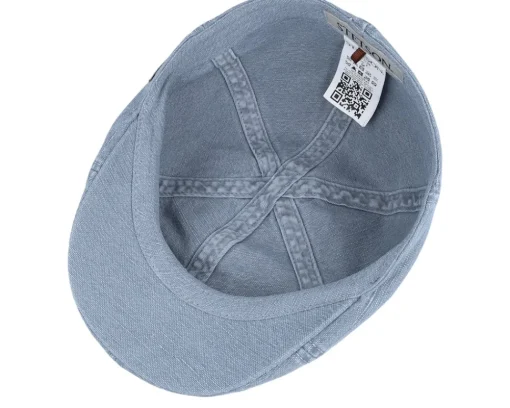 Flat Caps-Stetson Texas Cotton/Linen Blue Flat Cap -