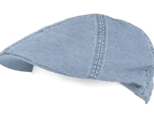 Flat Caps-Stetson Texas Cotton/Linen Blue Flat Cap -