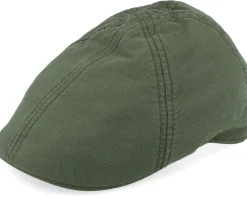 Sale Stetson Texas Delave Organic Cotton Forest Green Flat Cap -