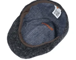Flat Caps-Stetson Texas Duck Shape Texas Herringbone Black Flat Cap -