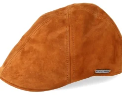 Flat Caps-Stetson Texas Goat Suede Light Brown Flat Cap -