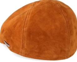 Flat Caps-Stetson Texas Goat Suede Light Brown Flat Cap -