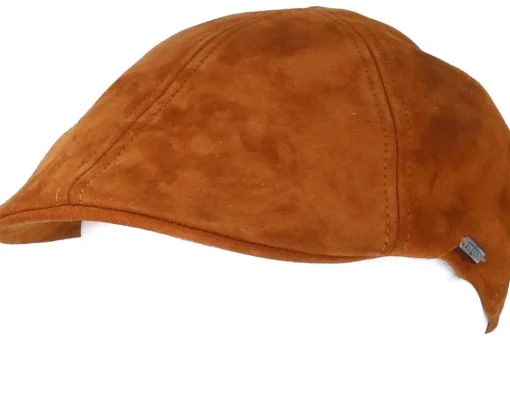 Flat Caps-Stetson Texas Goat Suede Light Brown Flat Cap -