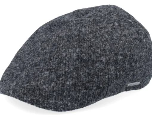 Flat Caps-Stetson Texas Jersey Dark Grey Flat Cap -