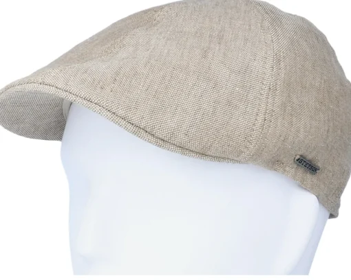 Flat Caps-Stetson Texas Linen Beige Flat Cap -