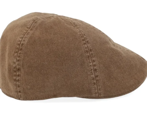 Flat Caps-Stetson Texas Soft Cotton Brown Flat Cap -