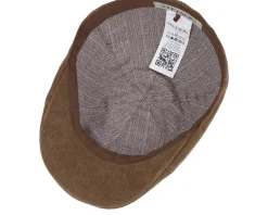 Flat Caps-Stetson Texas Soft Cotton Brown Flat Cap -
