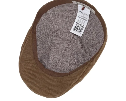 Flat Caps-Stetson Texas Soft Cotton Brown Flat Cap -