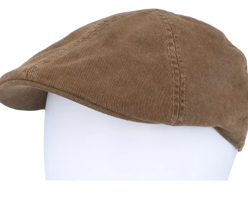 Flat Caps-Stetson Texas Soft Cotton Brown Flat Cap -