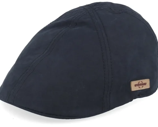 New Stetson Texas Waxed Cotton Wr Black Flat Cap -