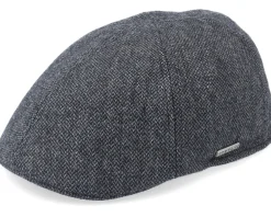 Flat Caps-Stetson Texas Wool Grey Flat Cap -