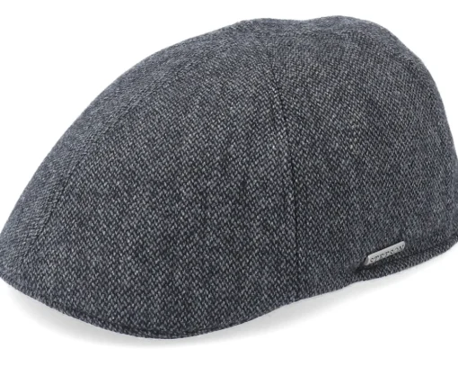 Flat Caps-Stetson Texas Wool Grey Flat Cap -