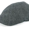 Flat Caps-Stetson Texas Wool Herringbone Moss Green Flat Cap -