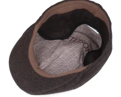 Flat Caps-Stetson Texas Wool/Cashmere Brown Flat Cap -
