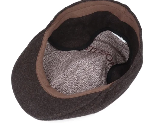 Flat Caps-Stetson Texas Wool/Cashmere Brown Flat Cap -