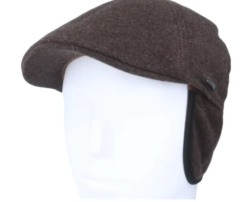 Flat Caps-Stetson Texas Wool/Cashmere Brown Flat Cap -