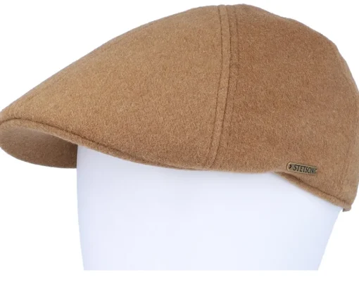 Flat Caps-Stetson Texas Wool/Cashmere Camel Flat Cap -