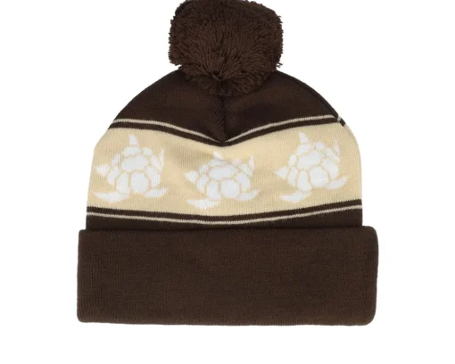 Pom Beanies-SQRTN Tgn Patch Brown Pom -