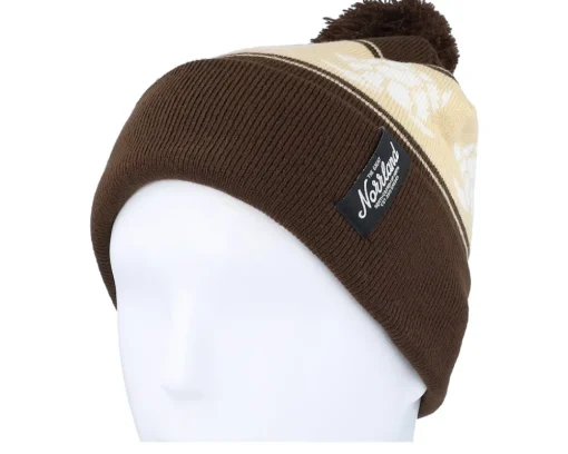 Pom Beanies-SQRTN Tgn Patch Brown Pom -