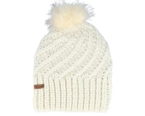 New Coal The Maizy Knit Cream Pom - White