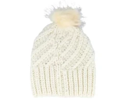 New Coal The Maizy Knit Cream Pom - White