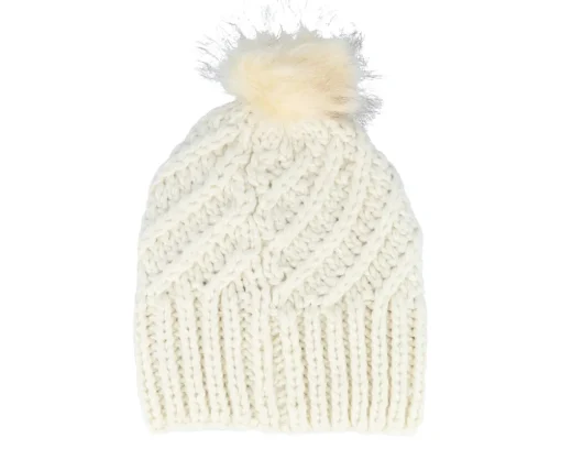 New Coal The Maizy Knit Cream Pom - White