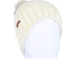 New Coal The Maizy Knit Cream Pom - White