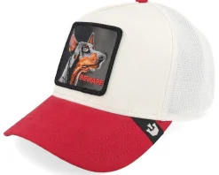 Trucker-Goorin Bros. The Suede Doberman Micro Suede White/Red A-Frame Trucker -
