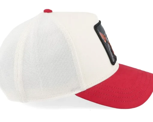 Trucker-Goorin Bros. The Suede Doberman Micro Suede White/Red A-Frame Trucker -
