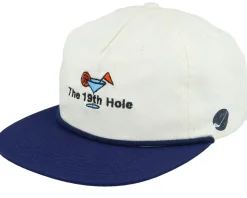 Fashion Pins & Stripes The 19th Hole Golf Logo Rope Ivory/Navy Snapback -