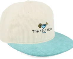 Snapback | Golf-Pins & Stripes The 19th Hole Golf Logo White/Teal Snapback -