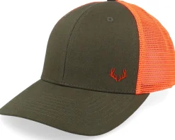 Trucker-Hunter Tiny Deer Antlers Dark Mash/Fluorescent Orange Trucker - Green