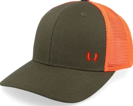 Trucker-Hunter Tiny Deer Antlers Dark Mash/Fluorescent Orange Trucker - Green