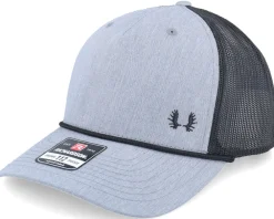 Trucker-Hunter Tiny Moose Antlers 112fpr Heather Grey/Black Rope A-Frame Trucker -