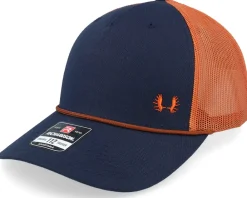Trucker-Hunter Tiny Moose Antlers Navy/Orange/Dark Orange Rope Trucker - Blue