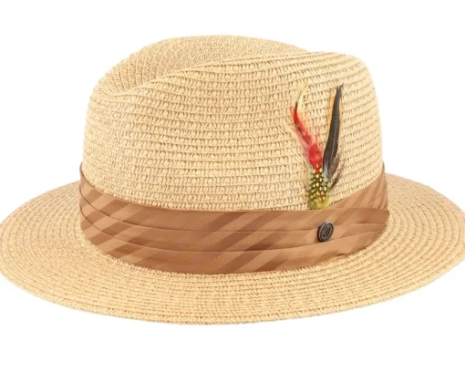 Fedora-Jaxon & James Toyo Braided Fedora Cappuccino Straw Hat -
