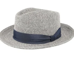 Fedora-Stetson Toyo Grey/Blue Fedora -