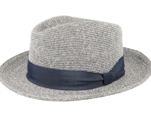 Fedora-Stetson Toyo Grey/Blue Fedora -